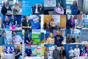 collage of dementia information day stallholders providing dementia support and resources