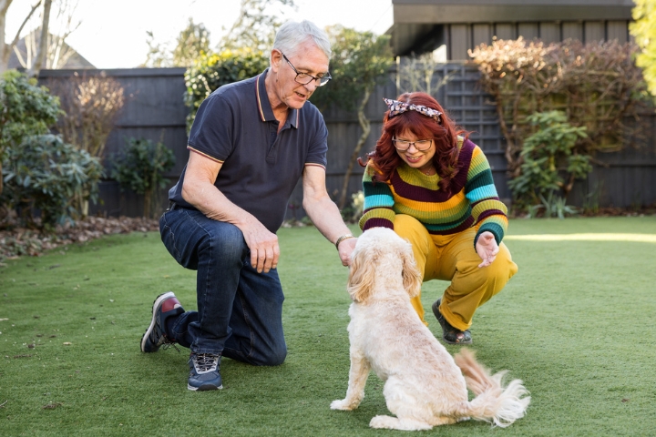 Knowing when it’s time for help - client and care professional with pet dog