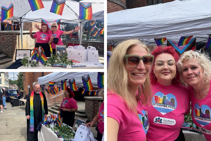 Radfield team smiling at pride event in Wycombe.