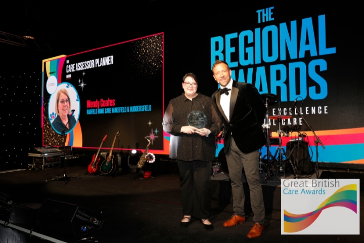 Wendy accepting her Great British Care Award