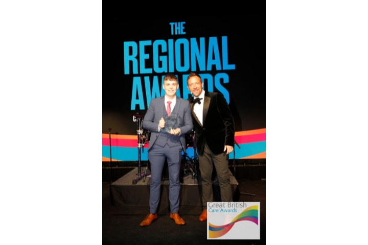 Tom accepting his Great British Care Award