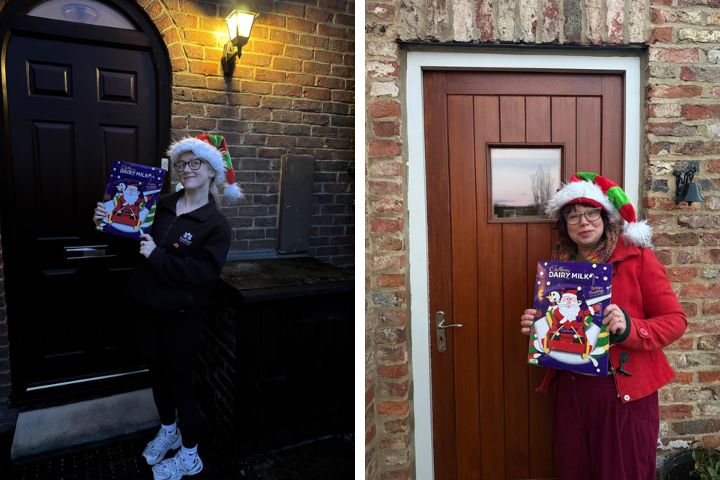 Team at Radfield Home Care Harrogate, Wetherby & North Yorkshire delivering advent calendars.