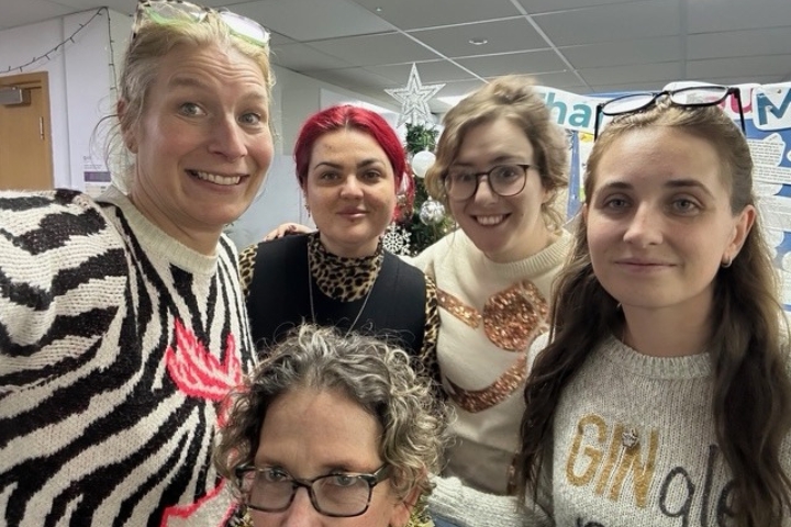 Team at Radfield Home Care Wycombe, Beaconsfield & South Bucks celebrating Christmas Jumper Day.