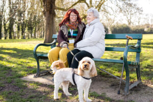 Client and Care professional on a walk