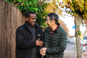 Care Professional providing respite care to family carer - helping to avoid caregiver burnout