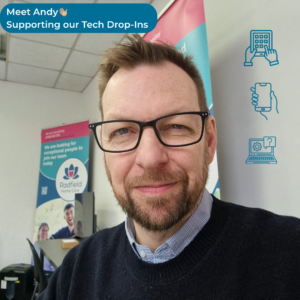 Tech specialist Andy, who runs technology for older adults drop ins