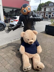 Ruben the bear, mascot of Home care in Altrincham Sale & Trafford