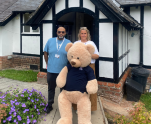Abrar & Victoria at the location of the adult day care centre in Altrincham & Bowden