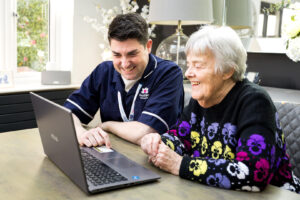 first week of home care being researched by a potential client and Care Professional