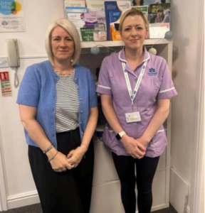 Picture of Anne and Amanda from RHC Derby, answering what skills are transferable to care work